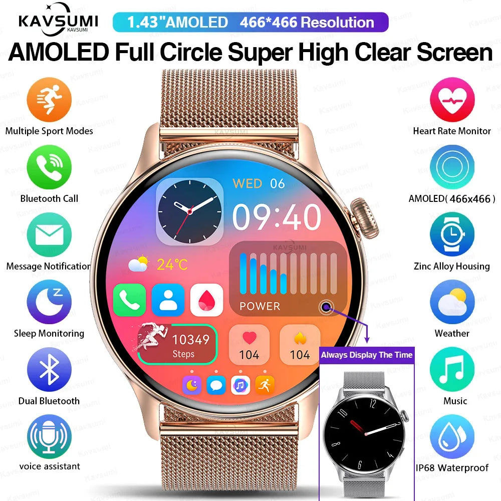 2026 NFC Smart Watch Amoled HD GPS Track Sports Heart Rate Bluetooth Call Waterproof Ladies Women Smartwatch For Women's Gift