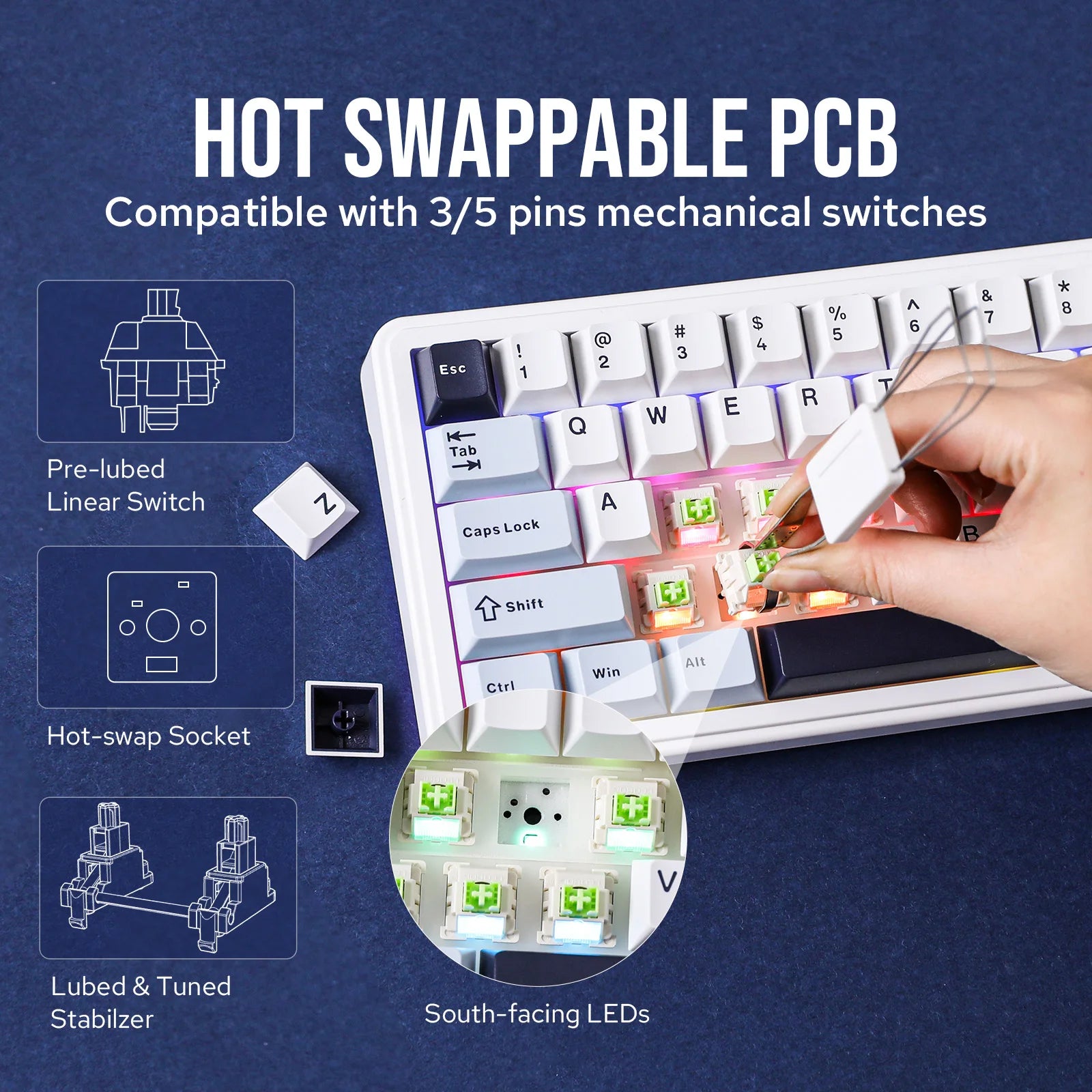 EPOMAKER x AULA F65 65% Layout Hot-Swap Gasket-mounted Wired Bluetooth 2.4G Wireless Mechanical Keyboard