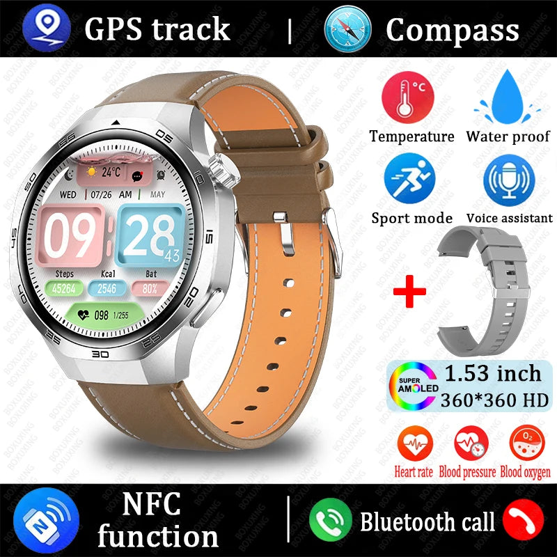 2026 New Watch 5 MAX Smart Watch HD AMOLED Screen NFC GPS Tracker Bluetooth Call Waterproof Sports Health Smartwatch Men Women