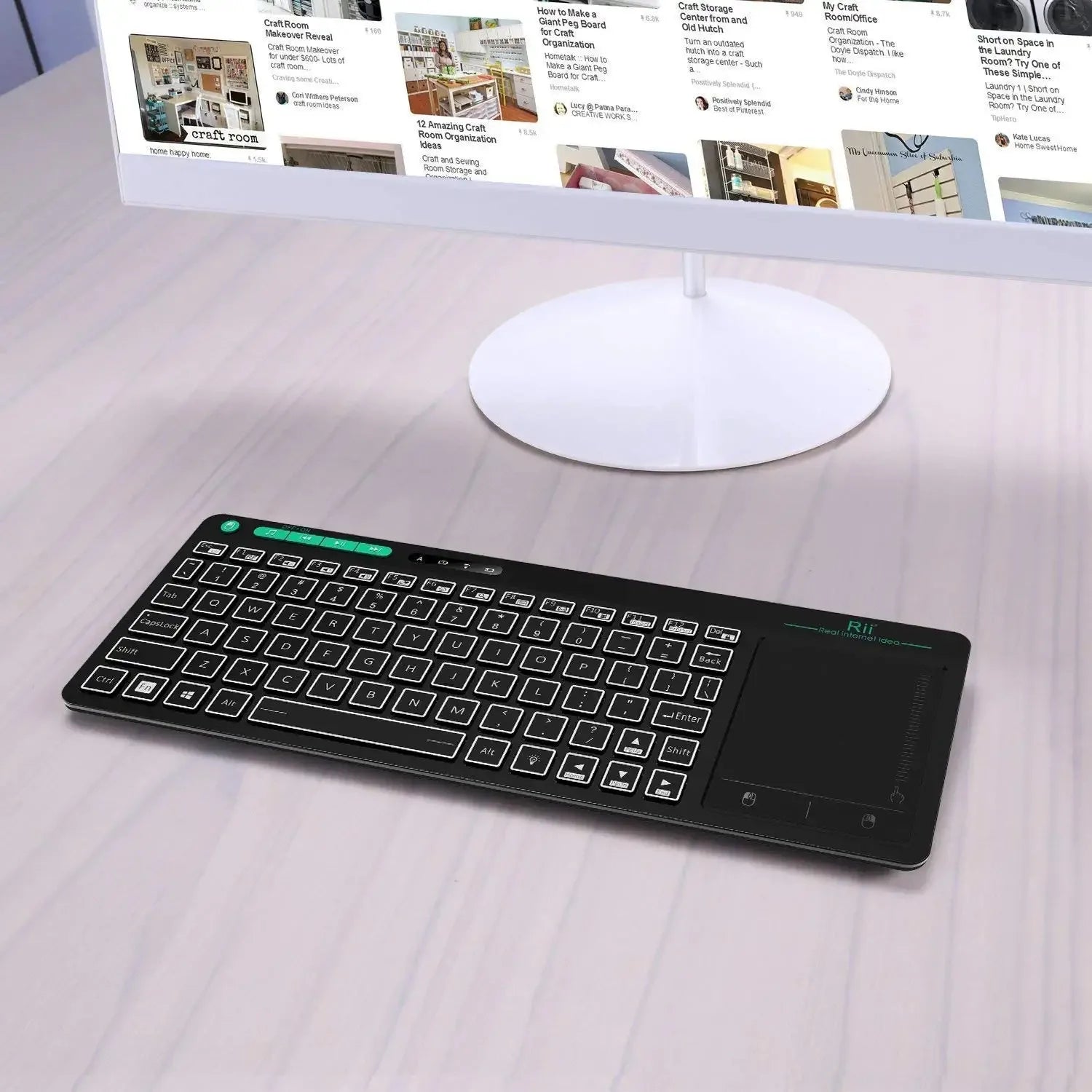 Rii K18+ Wireless Keyboard US FR HE Mini Keyboard With Touchscreen 3-LED Color Backlit For For Android TV BOX  Smart TV PC