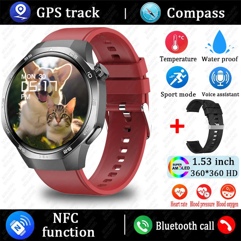 2026 New Watch 5 MAX Smart Watch HD AMOLED Screen NFC GPS Tracker Bluetooth Call Waterproof Sports Health Smartwatch Men Women