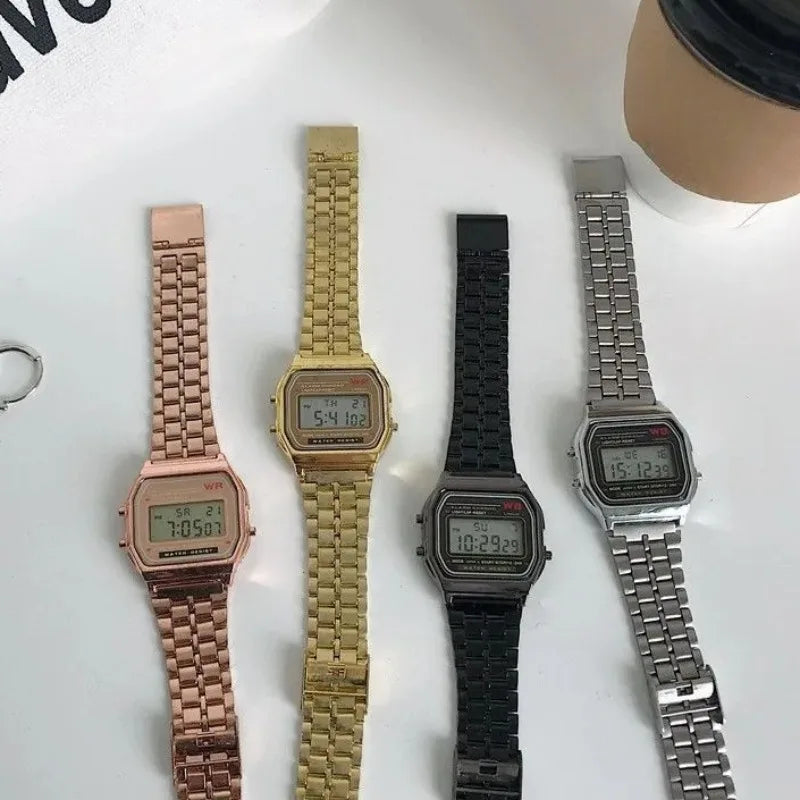 Luxury LED Digital Watches for Men Stainless Steel Gold Sliver Electronic Watch Fashion Business Mens Watch relogios masculino