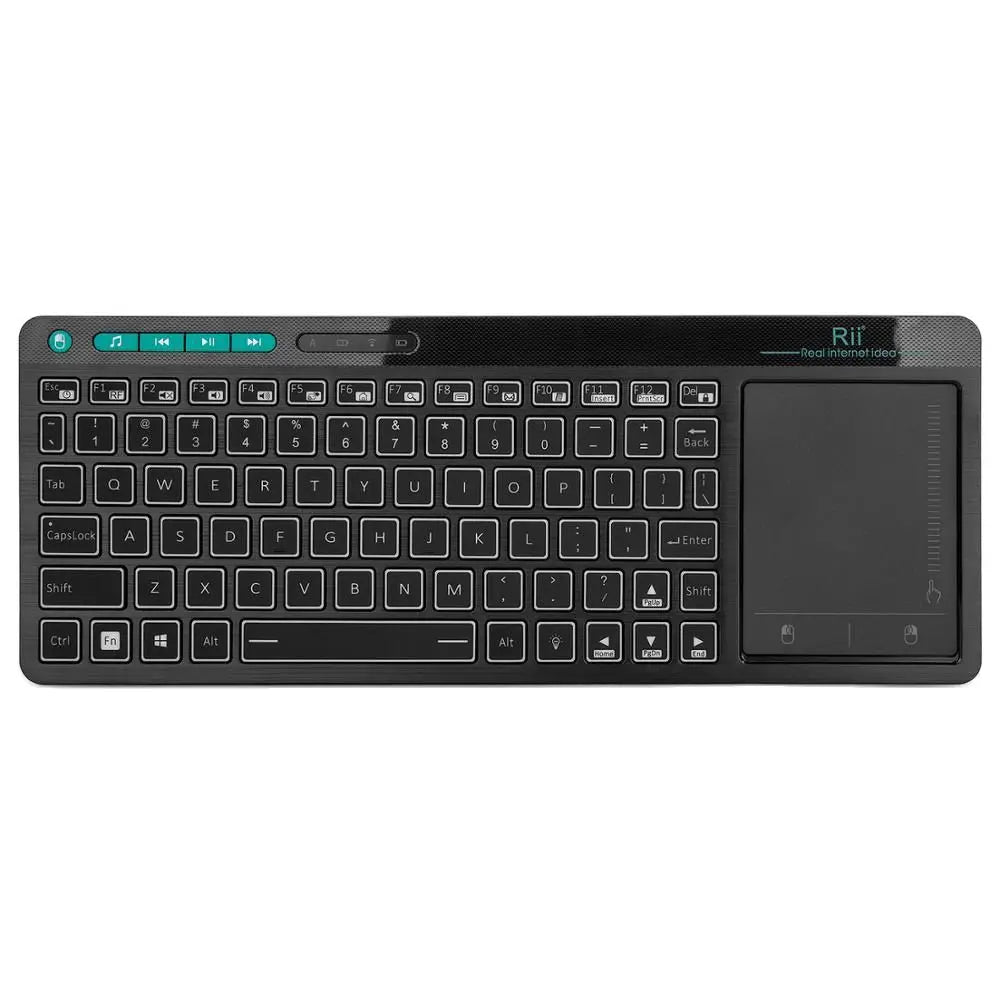 Rii K18+ Wireless Keyboard US FR HE Mini Keyboard With Touchscreen 3-LED Color Backlit For For Android TV BOX  Smart TV PC