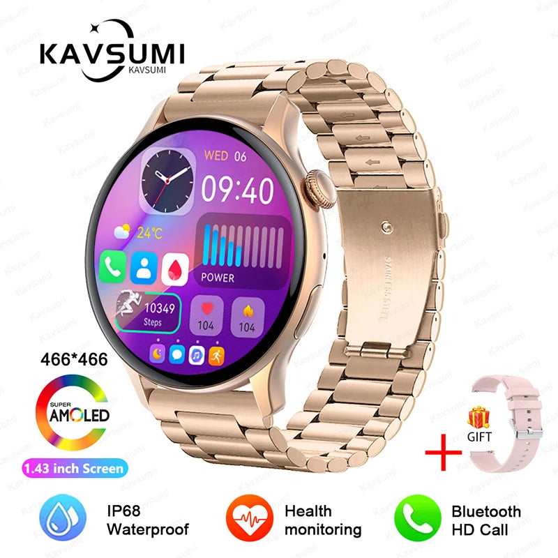 2026 NFC Smart Watch Amoled HD GPS Track Sports Heart Rate Bluetooth Call Waterproof Ladies Women Smartwatch For Women's Gift