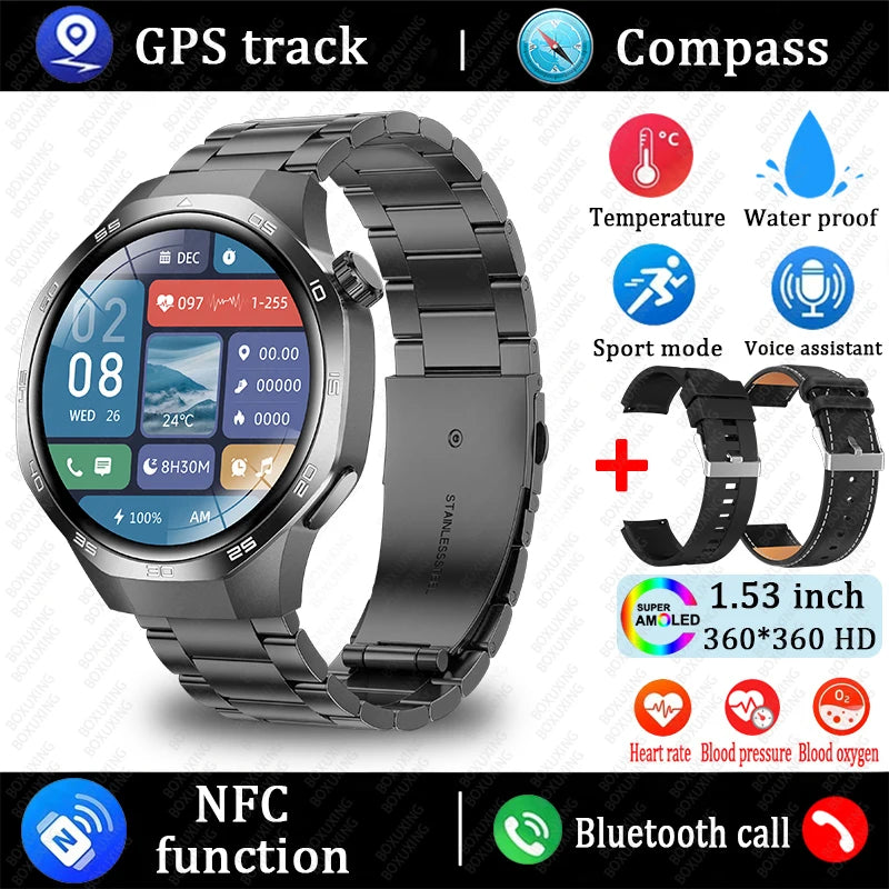 2026 New Watch 5 MAX Smart Watch HD AMOLED Screen NFC GPS Tracker Bluetooth Call Waterproof Sports Health Smartwatch Men Women