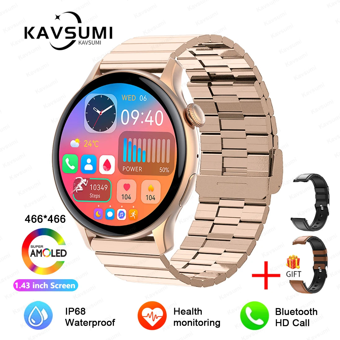 2026 NFC Smart Watch Amoled HD GPS Track Sports Heart Rate Bluetooth Call Waterproof Ladies Women Smartwatch For Women's Gift