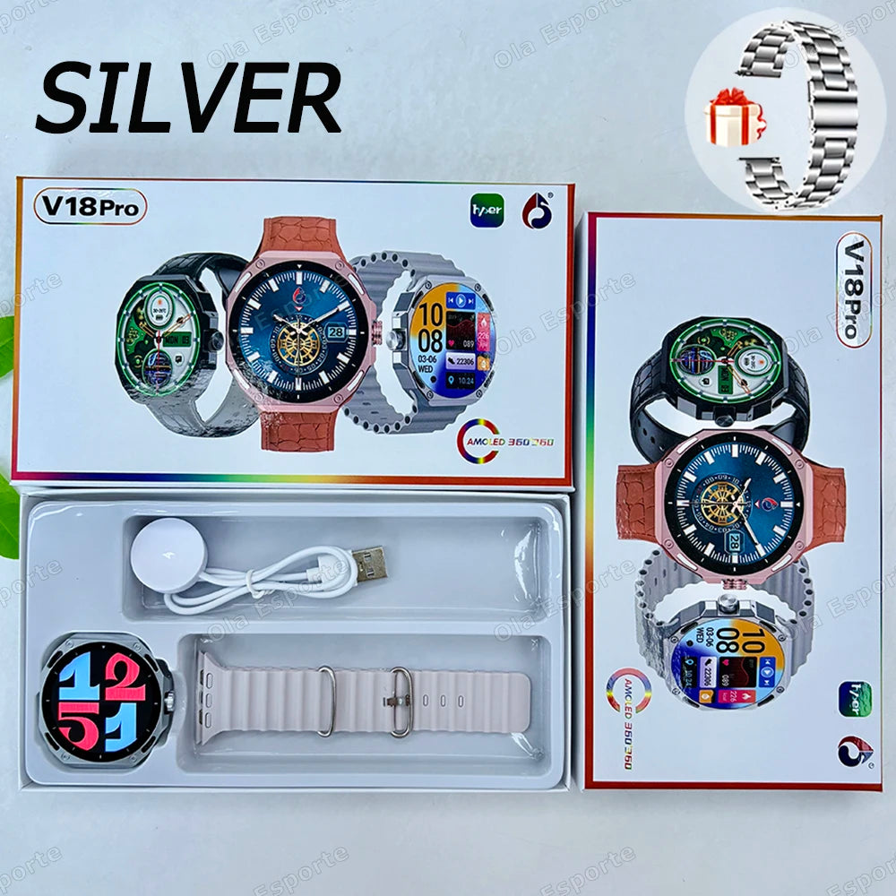 New Outdoor Smart Watch 1.52" AMOLED Screen Bluetooth Call Sleep Health Monitor Sports Fitness Smartwatch Men Women Holiday Gift