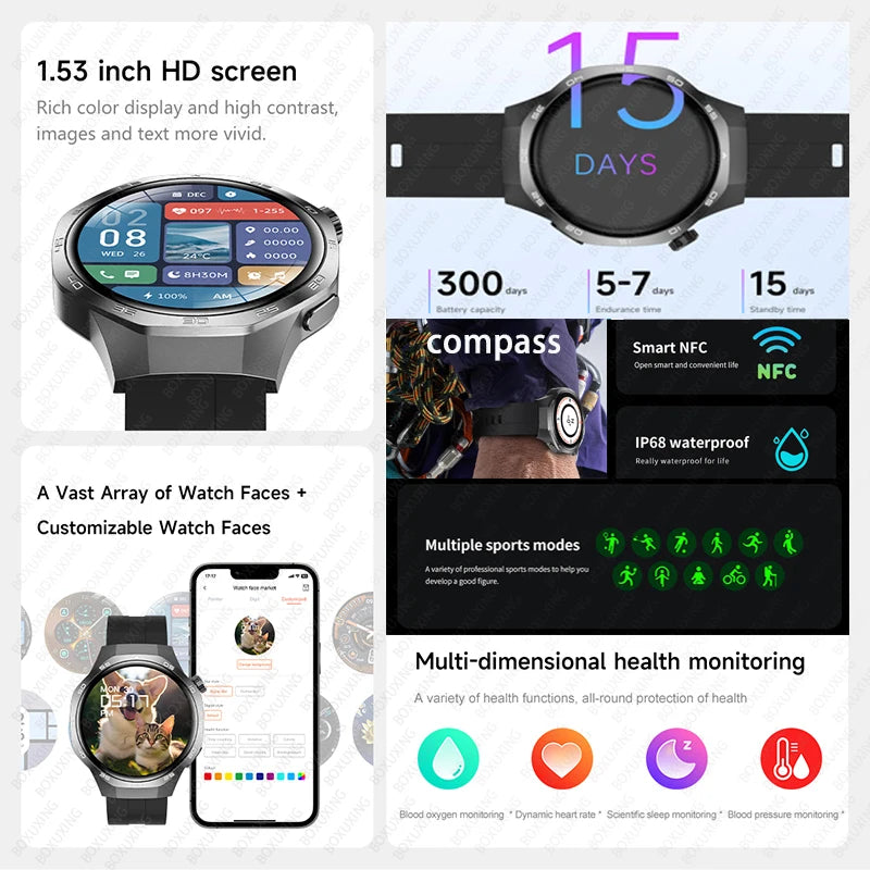 2026 New Watch 5 MAX Smart Watch HD AMOLED Screen NFC GPS Tracker Bluetooth Call Waterproof Sports Health Smartwatch Men Women