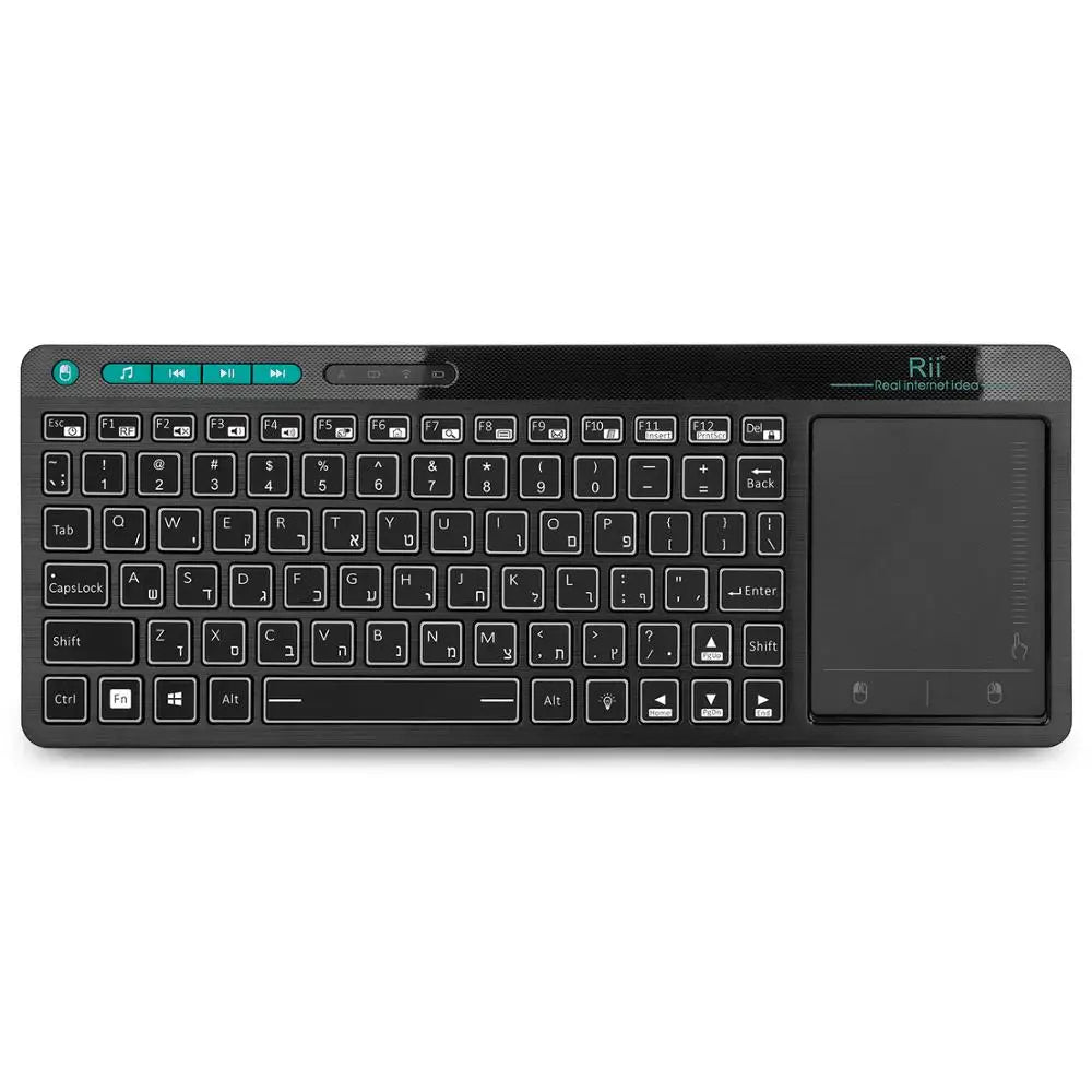 Rii K18+ Wireless Keyboard US FR HE Mini Keyboard With Touchscreen 3-LED Color Backlit For For Android TV BOX  Smart TV PC