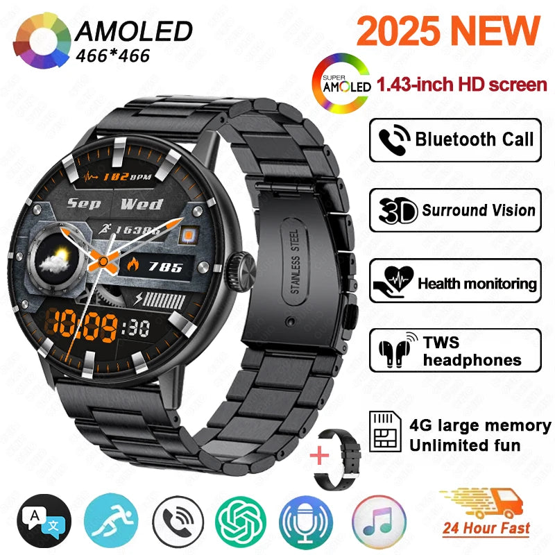 New DT M5 Smart Watch 4GB Memory 1.43-inch HD Screen Built-in Photo Album Local Album Video Sport Mode Bluetooth Call Smartwatch