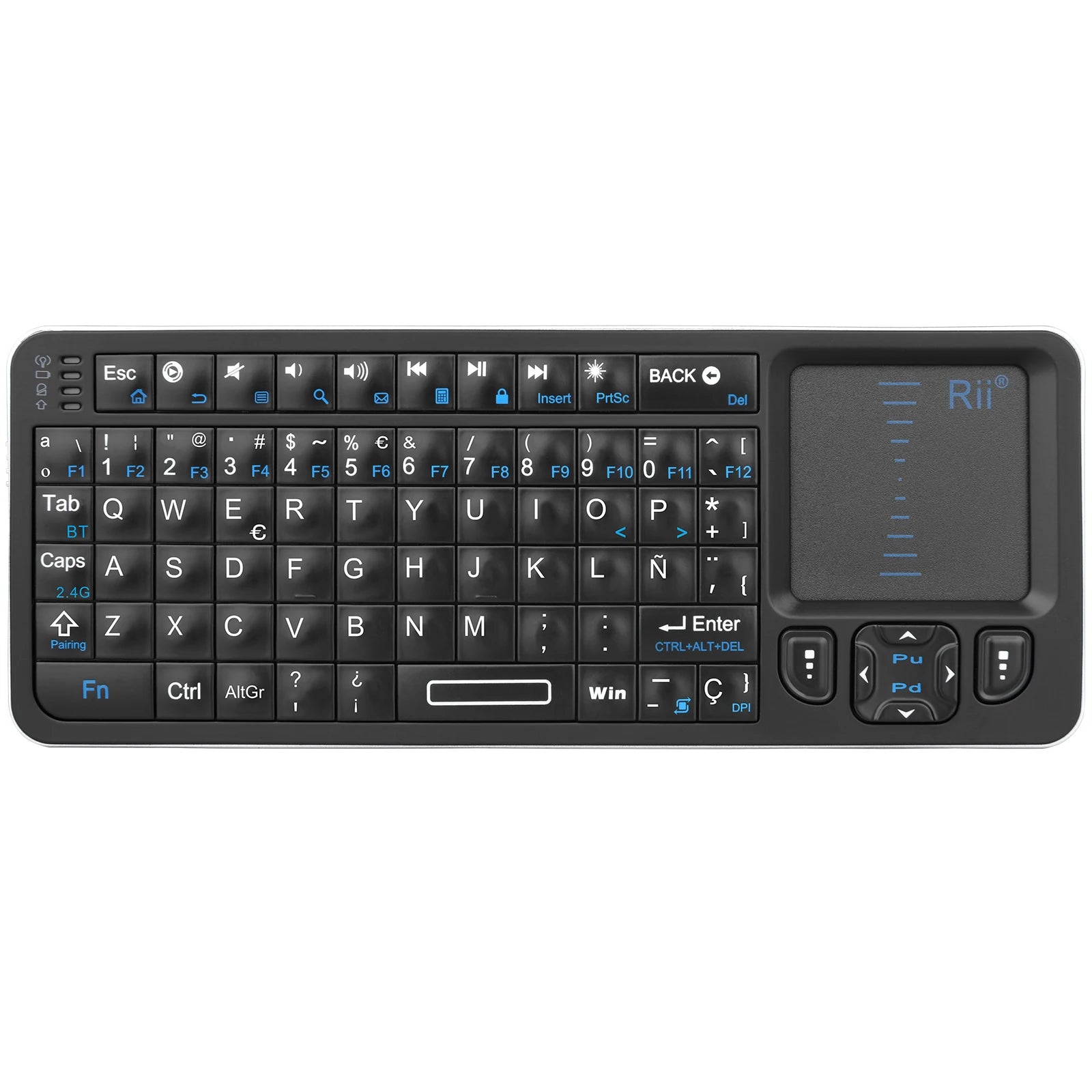 Rii K06 Mini Bluetooth Keyboard,Backlit 2.4GHz Wireless Keyboard with IR Learning Touchpad Android TV Box, Mac, Laptop, Windows