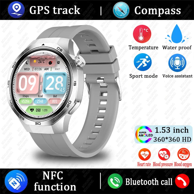 2026 New Watch 5 MAX Smart Watch HD AMOLED Screen NFC GPS Tracker Bluetooth Call Waterproof Sports Health Smartwatch Men Women