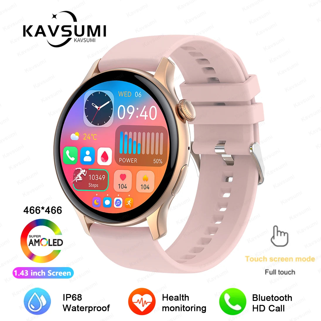 2026 NFC Smart Watch Amoled HD GPS Track Sports Heart Rate Bluetooth Call Waterproof Ladies Women Smartwatch For Women's Gift
