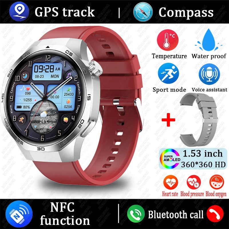 2026 New Watch 5 MAX Smart Watch HD AMOLED Screen NFC GPS Tracker Bluetooth Call Waterproof Sports Health Smartwatch Men Women