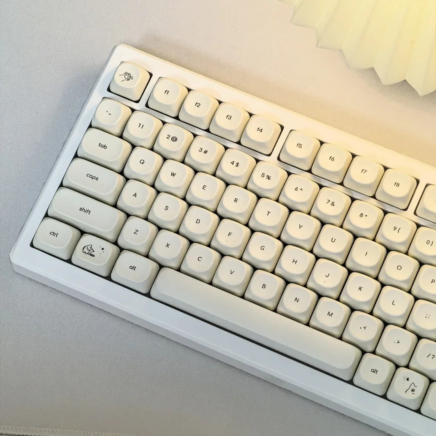 Simple Milky White Cute Cat Theme Keycap 124Keys PBT Sublimation MOA Profile Round Ball Caps Korean Mechanical Keyboard Keycaps