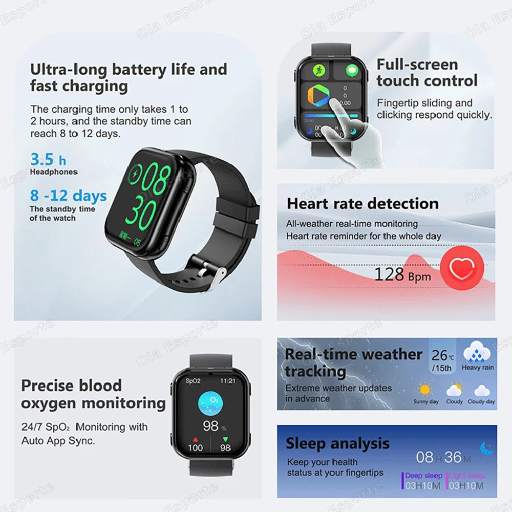 TWS 2in1 New Smart Watch 2026 Bluetooth Earphones HIFI Sound Quality Bluetooth Call Health Monitor Sports Smartwatches Men Women