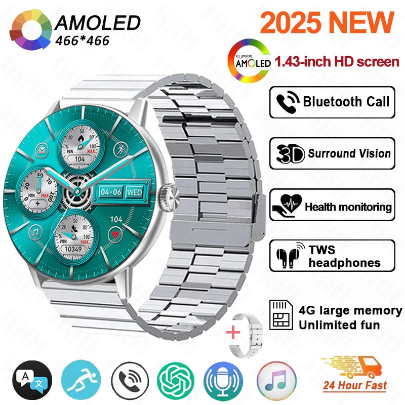 New DT M5 Smart Watch 4GB Memory 1.43-inch HD Screen Built-in Photo Album Local Album Video Sport Mode Bluetooth Call Smartwatch