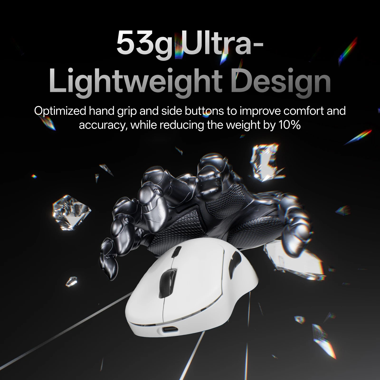 Rapoo VT3 GEN-2 Wireless Gaming Mouse True 8K Wireless Polling Rate 53g Ultra Lightweight Up to 750Hr Battery Life Macro Enabled