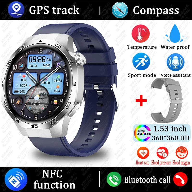 2026 New Watch 5 MAX Smart Watch HD AMOLED Screen NFC GPS Tracker Bluetooth Call Waterproof Sports Health Smartwatch Men Women