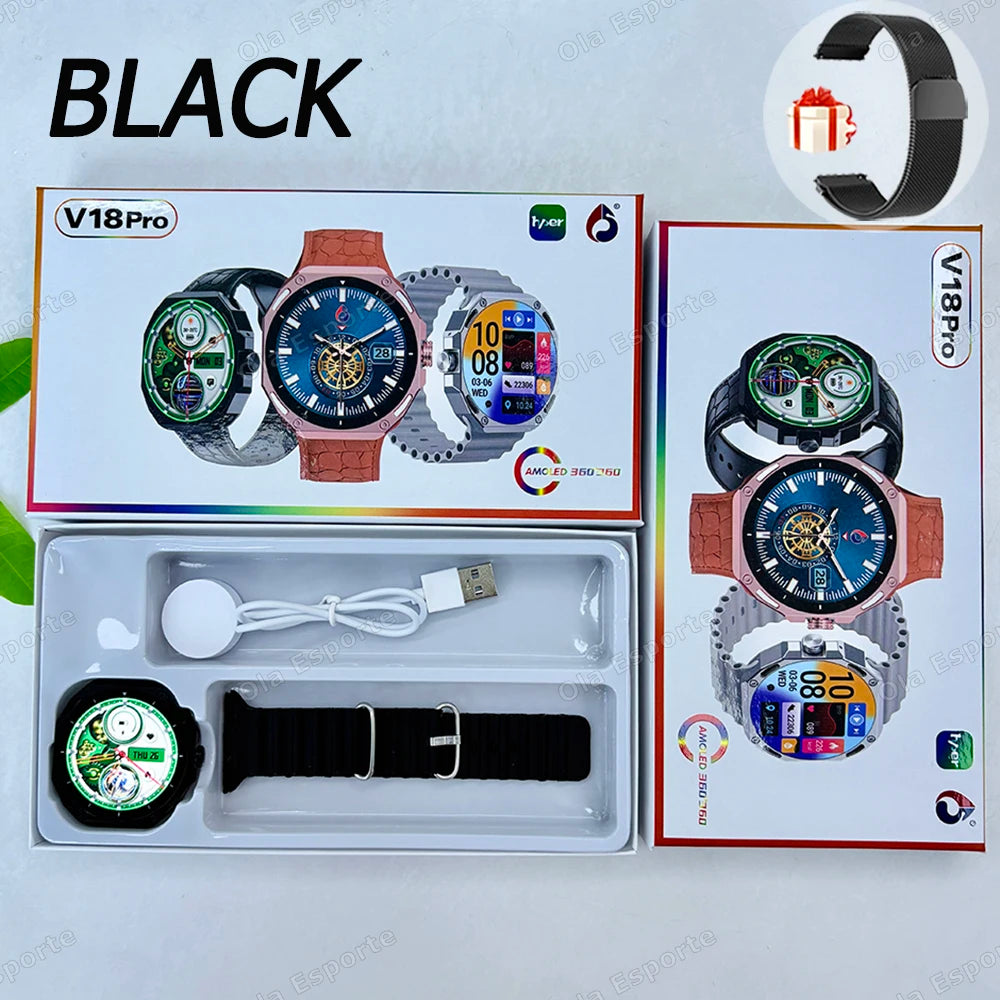 New Outdoor Smart Watch 1.52" AMOLED Screen Bluetooth Call Sleep Health Monitor Sports Fitness Smartwatch Men Women Holiday Gift
