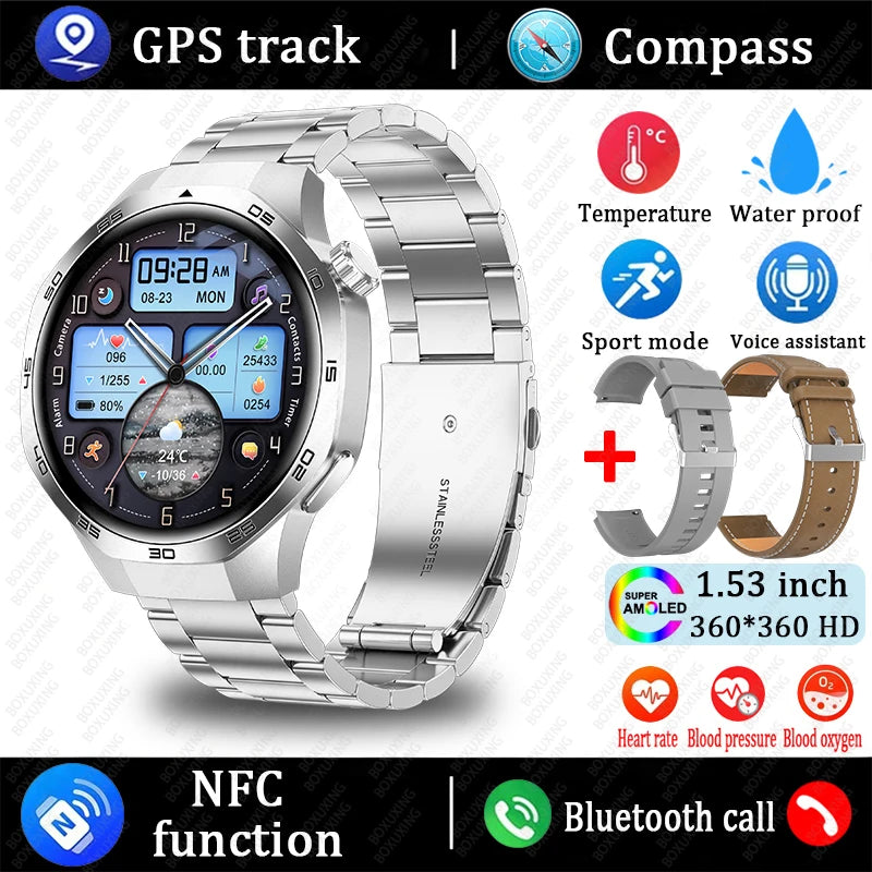 2026 New Watch 5 MAX Smart Watch HD AMOLED Screen NFC GPS Tracker Bluetooth Call Waterproof Sports Health Smartwatch Men Women