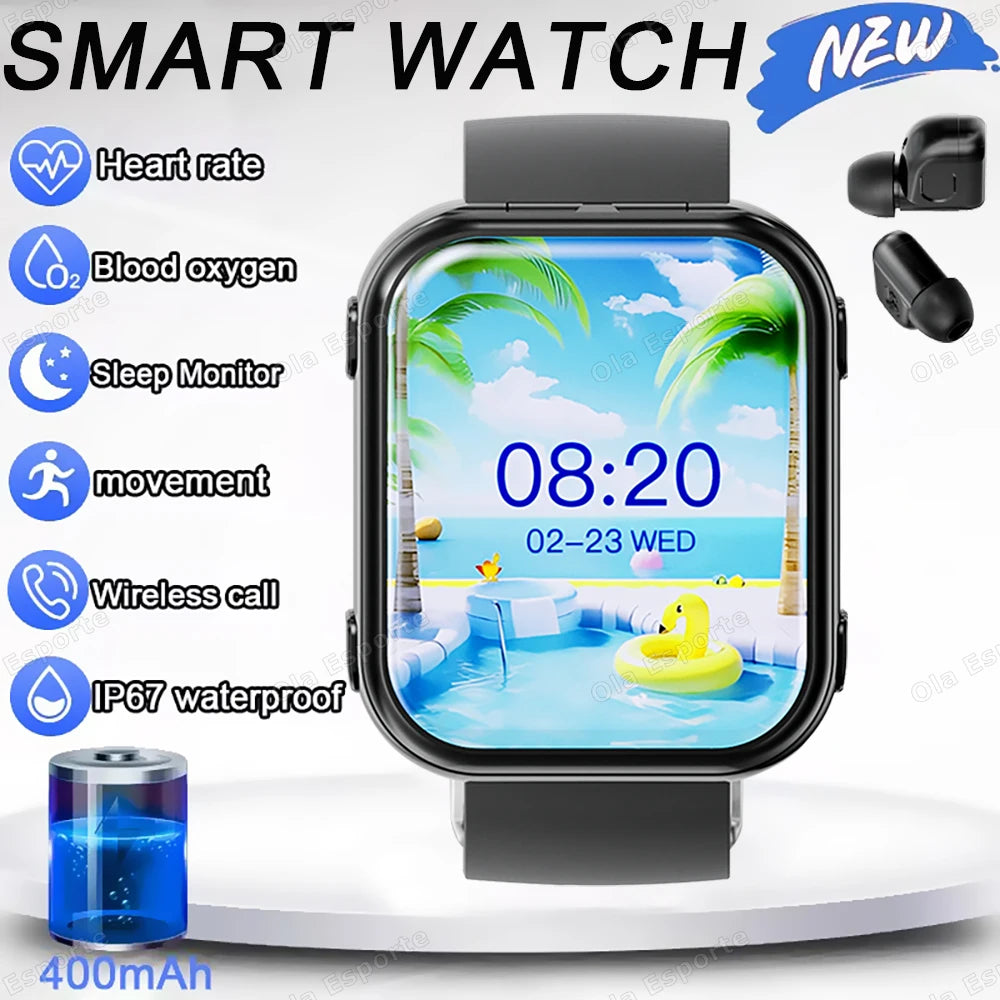TWS 2in1 New Smart Watch 2026 Bluetooth Earphones HIFI Sound Quality Bluetooth Call Health Monitor Sports Smartwatches Men Women