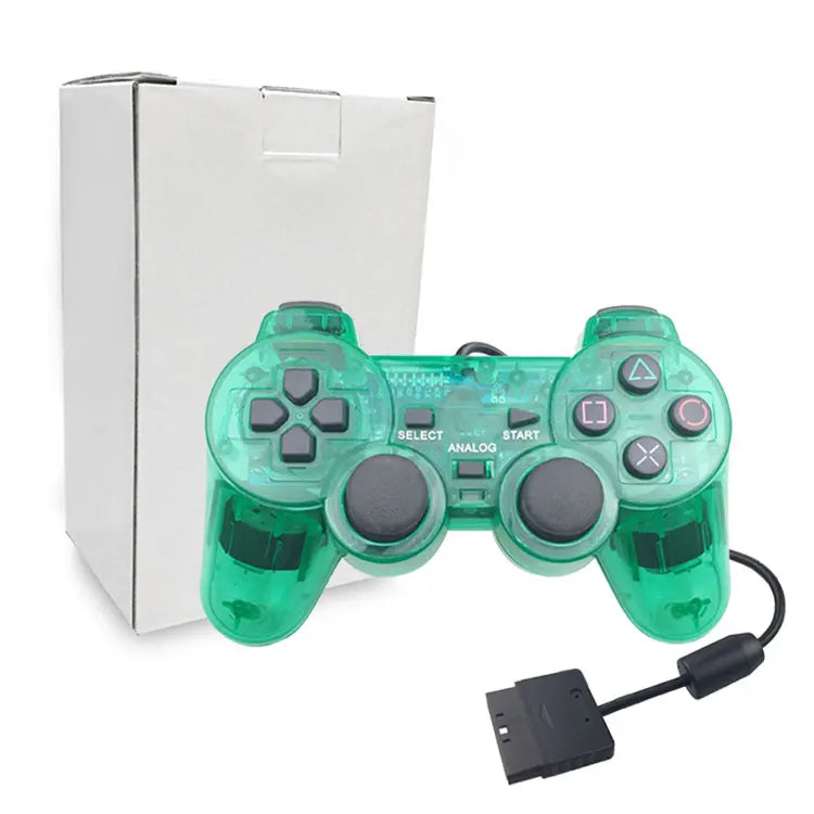 Transparent Blue Color For PS2 Wired Controller With Dual vibration