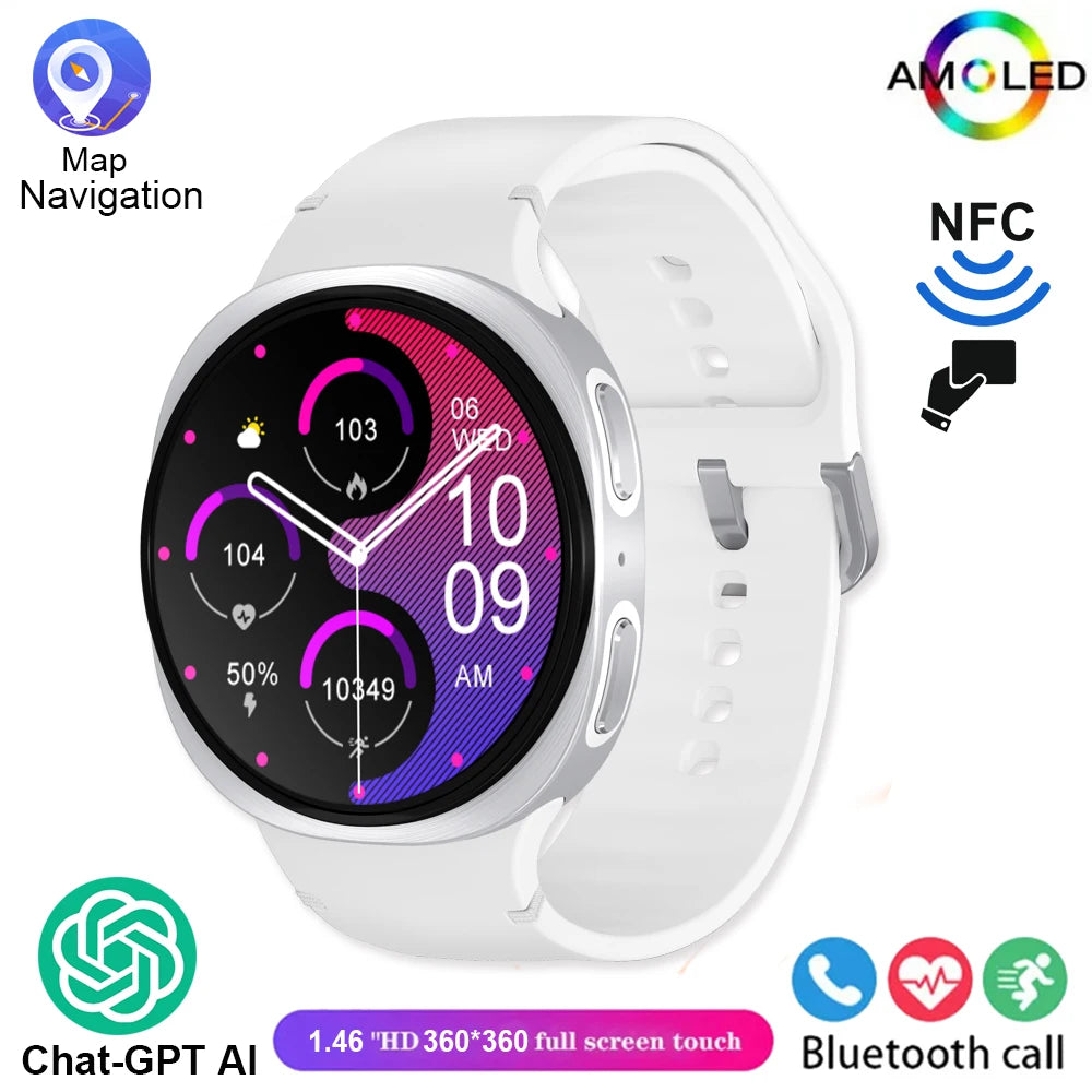 2026 New Smart Watch 8 Classic 46mm Ultra HD Screen ChatGPT GPS NFC Compass Clock Bluetooth Call Waterproof Smartwatch Men Women