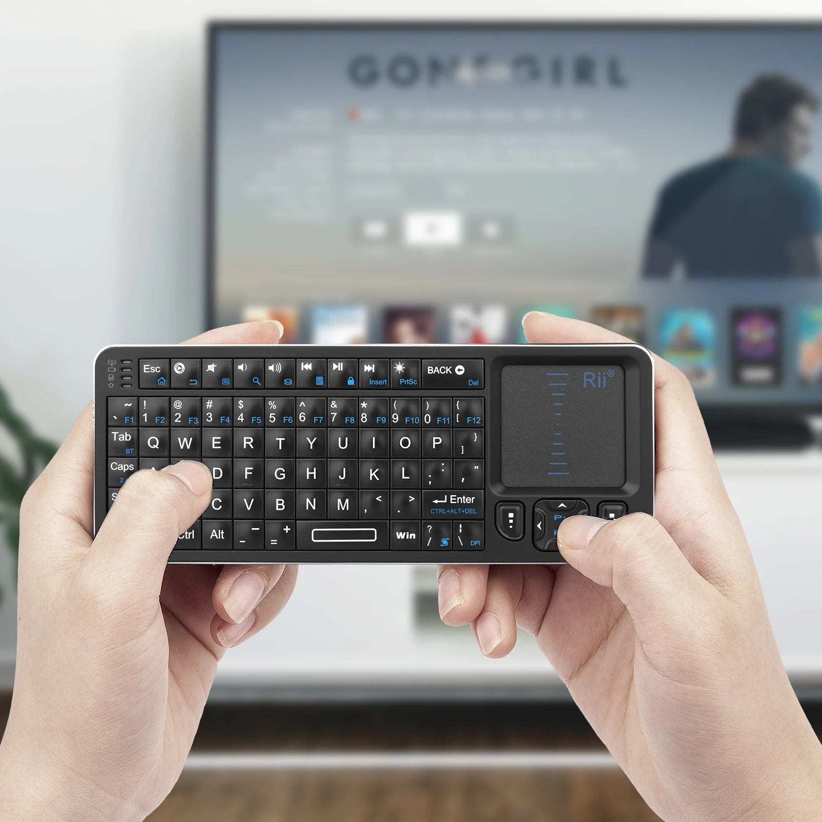 Rii K06 Mini Bluetooth Keyboard,Backlit 2.4GHz Wireless Keyboard with IR Learning Touchpad Android TV Box, Mac, Laptop, Windows