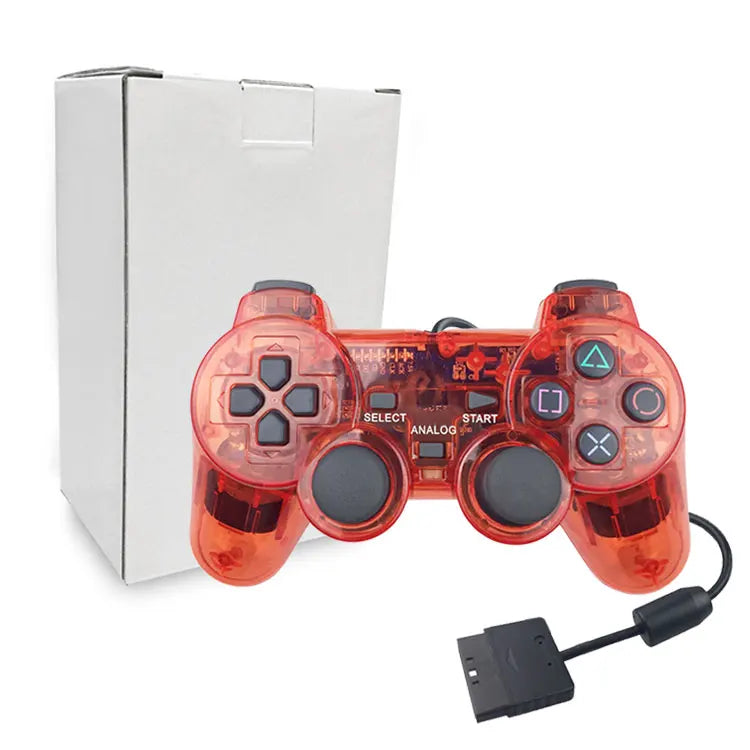 Transparent Blue Color For PS2 Wired Controller With Dual vibration