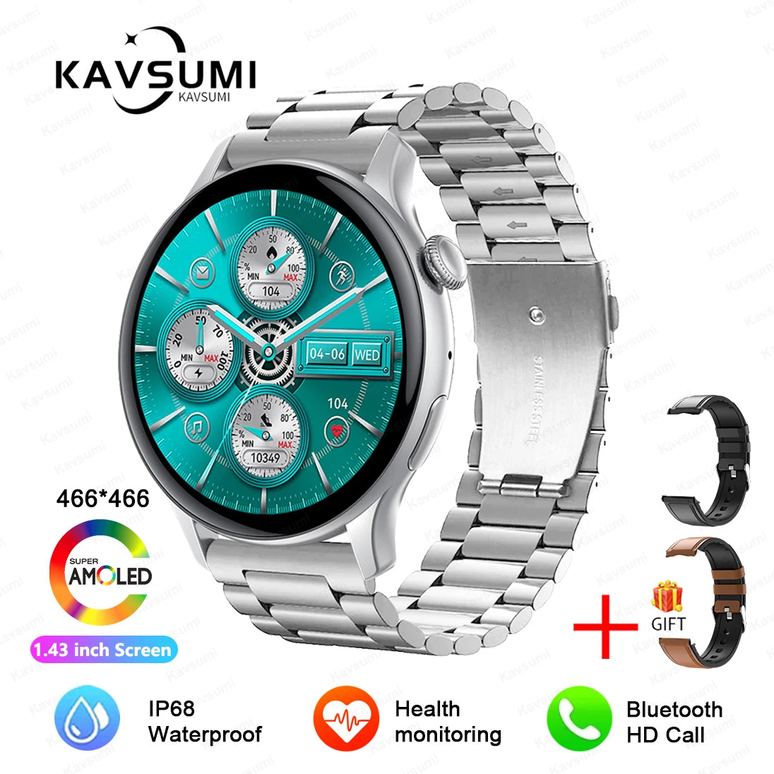 2026 NFC Smart Watch Amoled HD GPS Track Sports Heart Rate Bluetooth Call Waterproof Ladies Women Smartwatch For Women's Gift