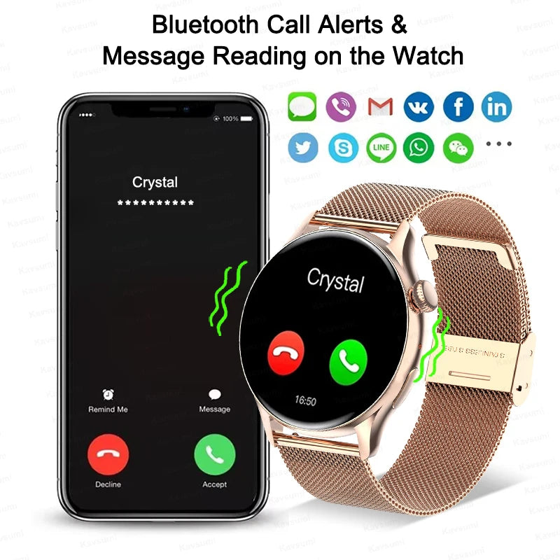 2026 NFC Smart Watch Amoled HD GPS Track Sports Heart Rate Bluetooth Call Waterproof Ladies Women Smartwatch For Women's Gift