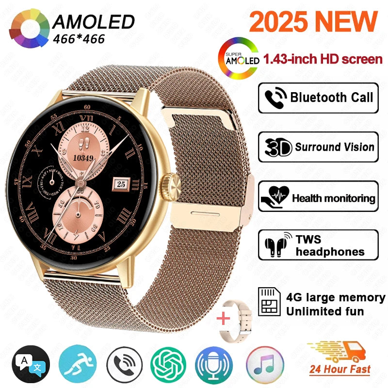 New DT M5 Smart Watch 4GB Memory 1.43-inch HD Screen Built-in Photo Album Local Album Video Sport Mode Bluetooth Call Smartwatch