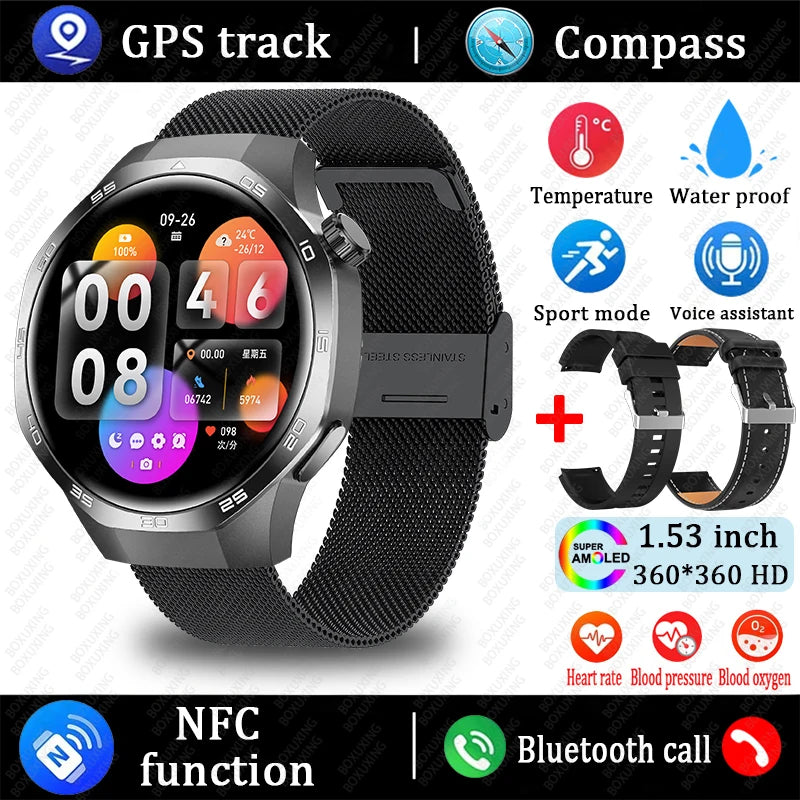 2026 New Watch 5 MAX Smart Watch HD AMOLED Screen NFC GPS Tracker Bluetooth Call Waterproof Sports Health Smartwatch Men Women