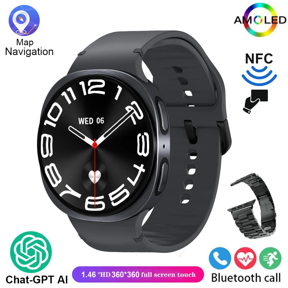 2026 New Smart Watch 8 Classic 46mm Ultra HD Screen ChatGPT GPS NFC Compass Clock Bluetooth Call Waterproof Smartwatch Men Women