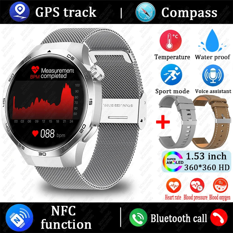 2026 New Watch 5 MAX Smart Watch HD AMOLED Screen NFC GPS Tracker Bluetooth Call Waterproof Sports Health Smartwatch Men Women