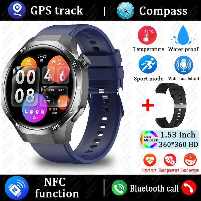 2026 New Watch 5 MAX Smart Watch HD AMOLED Screen NFC GPS Tracker Bluetooth Call Waterproof Sports Health Smartwatch Men Women