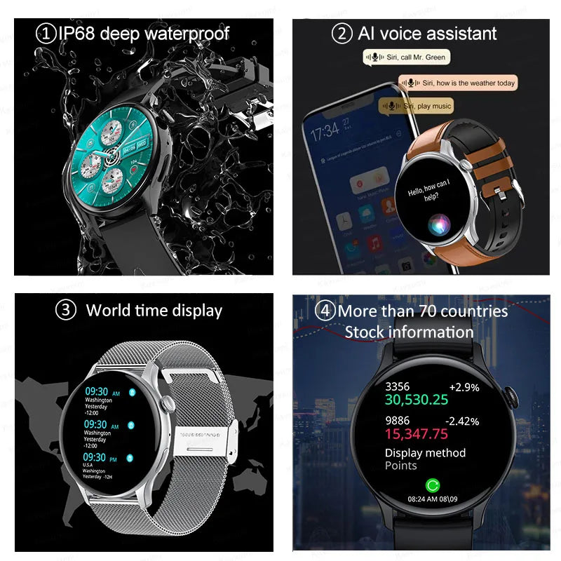 2026 NFC Smart Watch Amoled HD GPS Track Sports Heart Rate Bluetooth Call Waterproof Ladies Women Smartwatch For Women's Gift