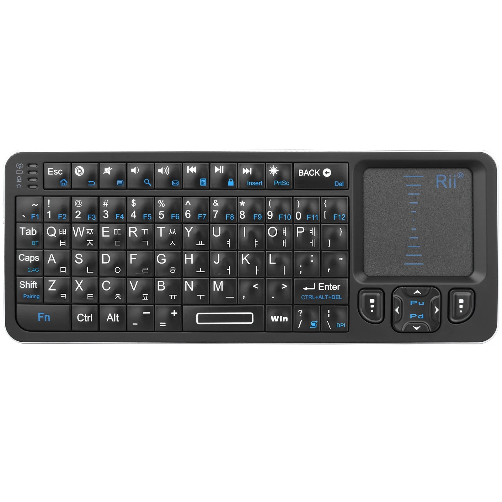 Rii K06 Mini Bluetooth Keyboard,Backlit 2.4GHz Wireless Keyboard with IR Learning Touchpad Android TV Box, Mac, Laptop, Windows