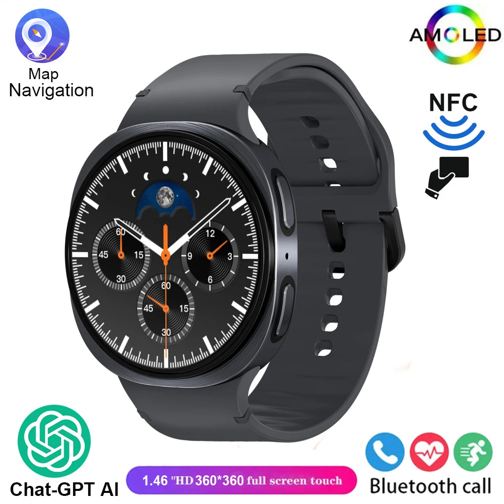 2026 New Smart Watch 8 Classic 46mm Ultra HD Screen ChatGPT GPS NFC Compass Clock Bluetooth Call Waterproof Smartwatch Men Women