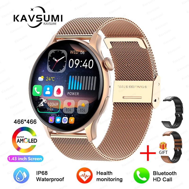 2026 NFC Smart Watch Amoled HD GPS Track Sports Heart Rate Bluetooth Call Waterproof Ladies Women Smartwatch For Women's Gift