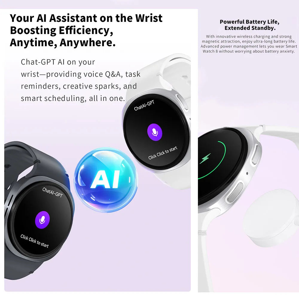 2026 New Smart Watch 8 Classic 46mm Ultra HD Screen ChatGPT GPS NFC Compass Clock Bluetooth Call Waterproof Smartwatch Men Women