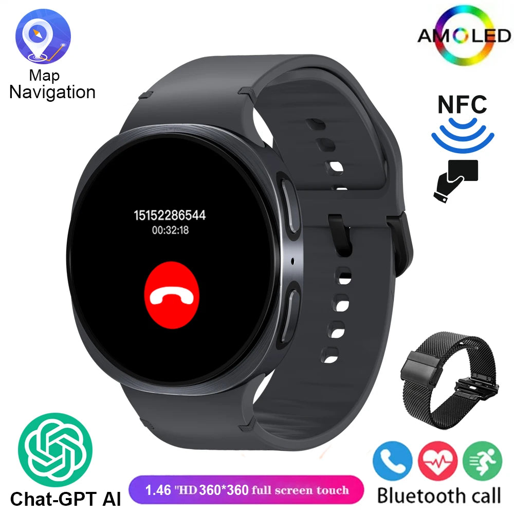 2026 New Smart Watch 8 Classic 46mm Ultra HD Screen ChatGPT GPS NFC Compass Clock Bluetooth Call Waterproof Smartwatch Men Women
