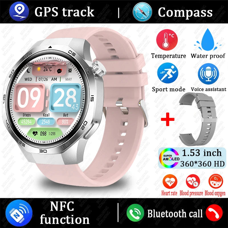 2026 New Watch 5 MAX Smart Watch HD AMOLED Screen NFC GPS Tracker Bluetooth Call Waterproof Sports Health Smartwatch Men Women