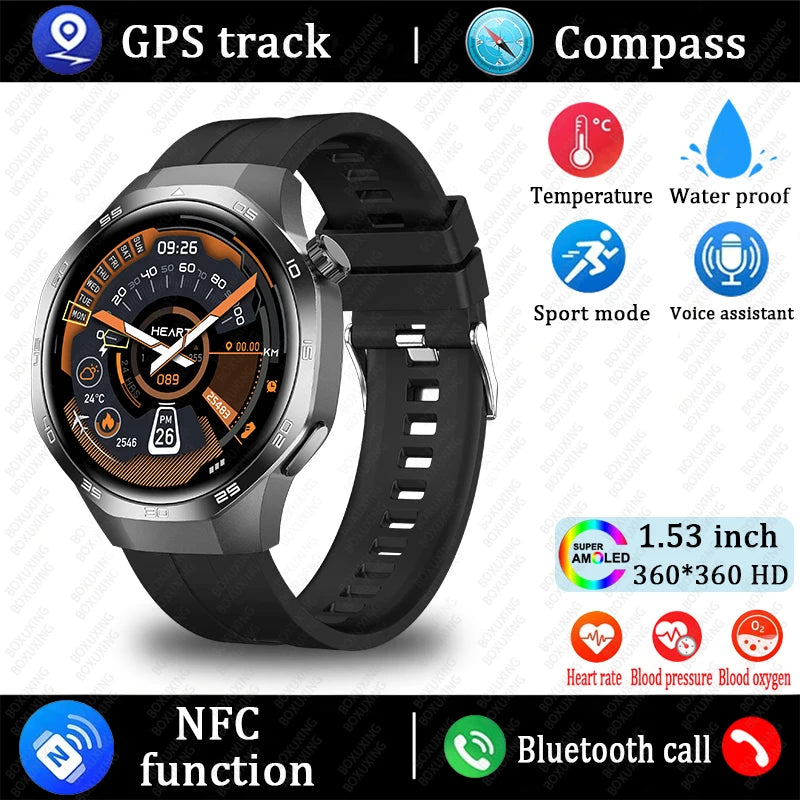 2026 New Watch 5 MAX Smart Watch HD AMOLED Screen NFC GPS Tracker Bluetooth Call Waterproof Sports Health Smartwatch Men Women