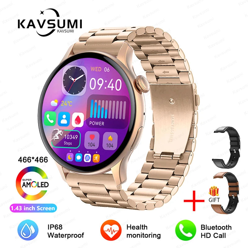 2026 NFC Smart Watch Amoled HD GPS Track Sports Heart Rate Bluetooth Call Waterproof Ladies Women Smartwatch For Women's Gift