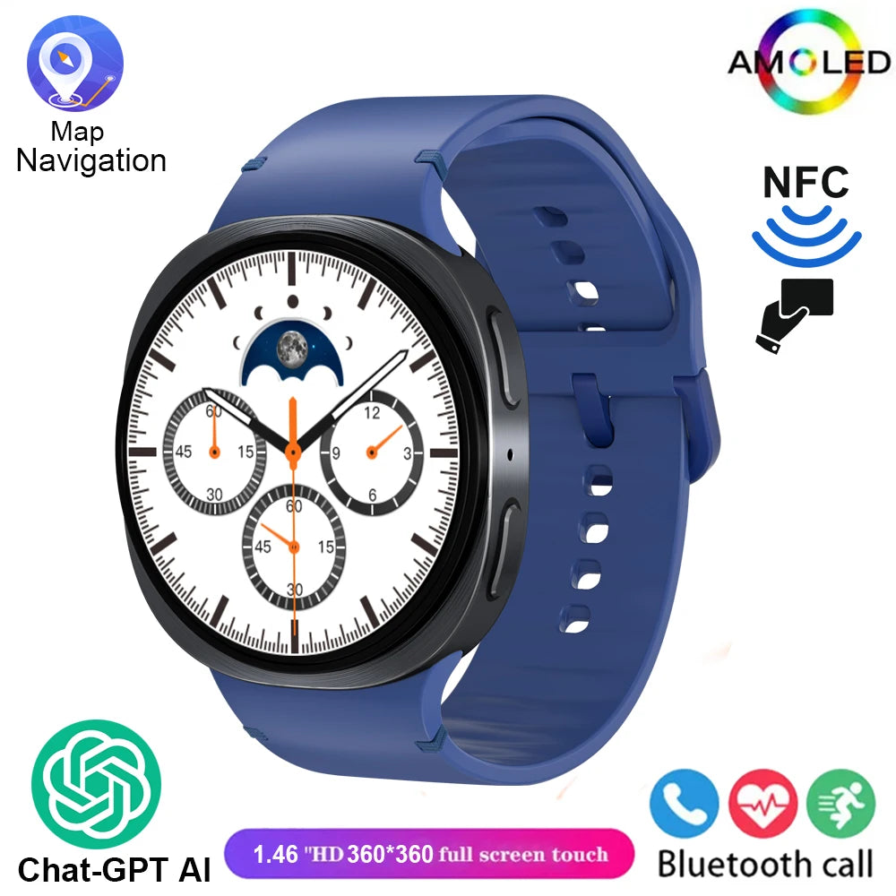 2026 New Smart Watch 8 Classic 46mm Ultra HD Screen ChatGPT GPS NFC Compass Clock Bluetooth Call Waterproof Smartwatch Men Women