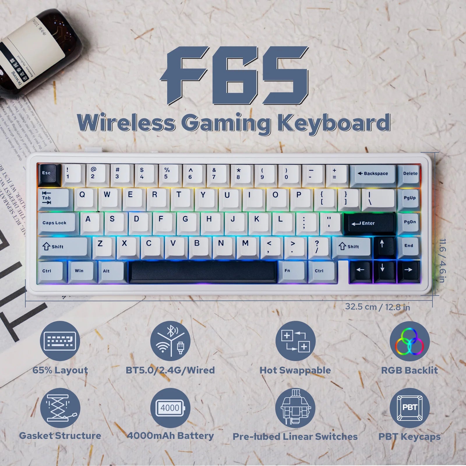 EPOMAKER x AULA F65 65% Layout Hot-Swap Gasket-mounted Wired Bluetooth 2.4G Wireless Mechanical Keyboard